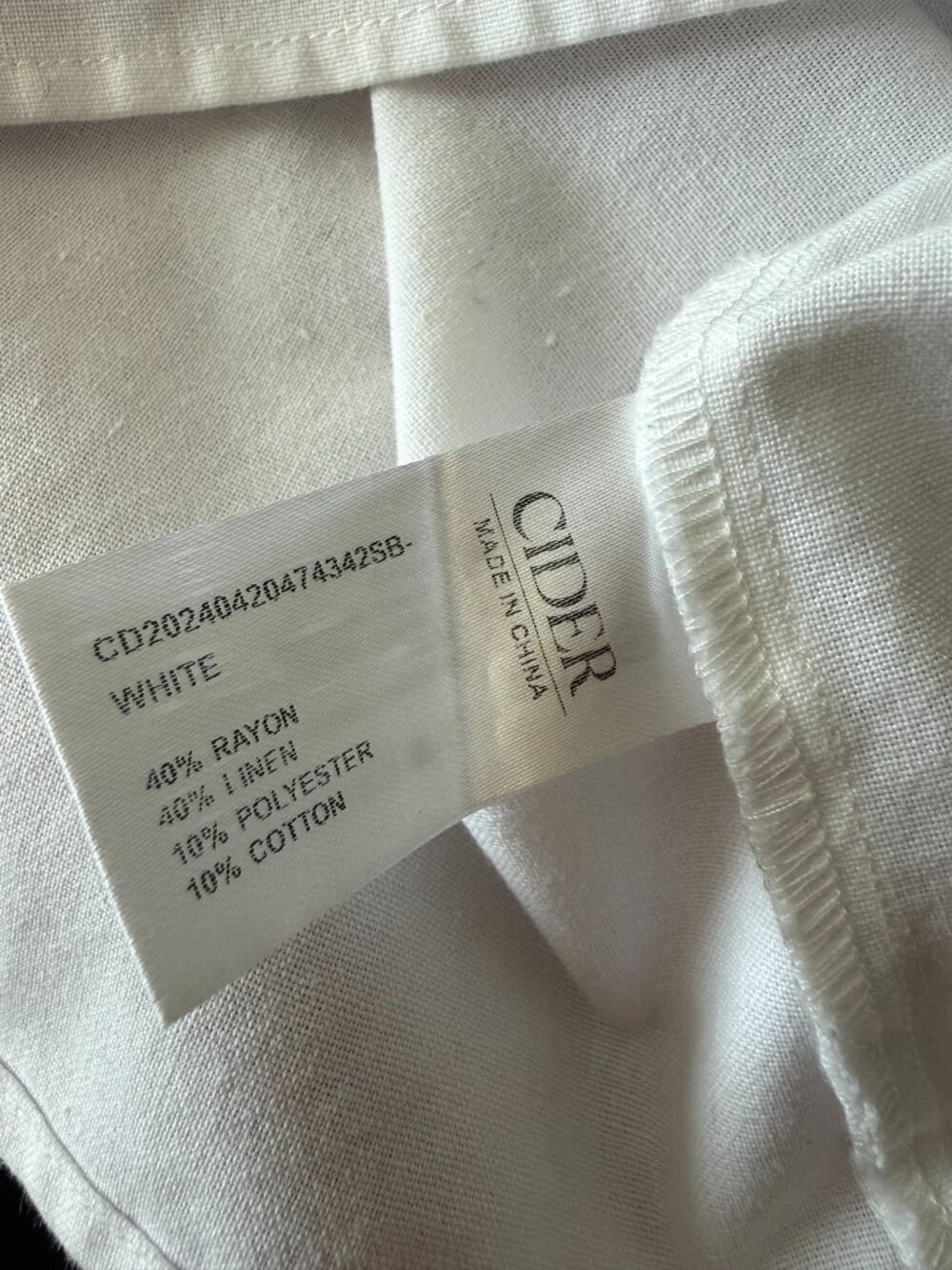 Cider Button Up Top Dog Embroidered Linen Blend Short Sleeve Blouse Sz M - Picture 6 of 7